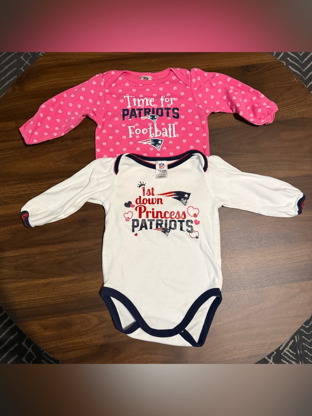 Baby girl New England patriots onesie set